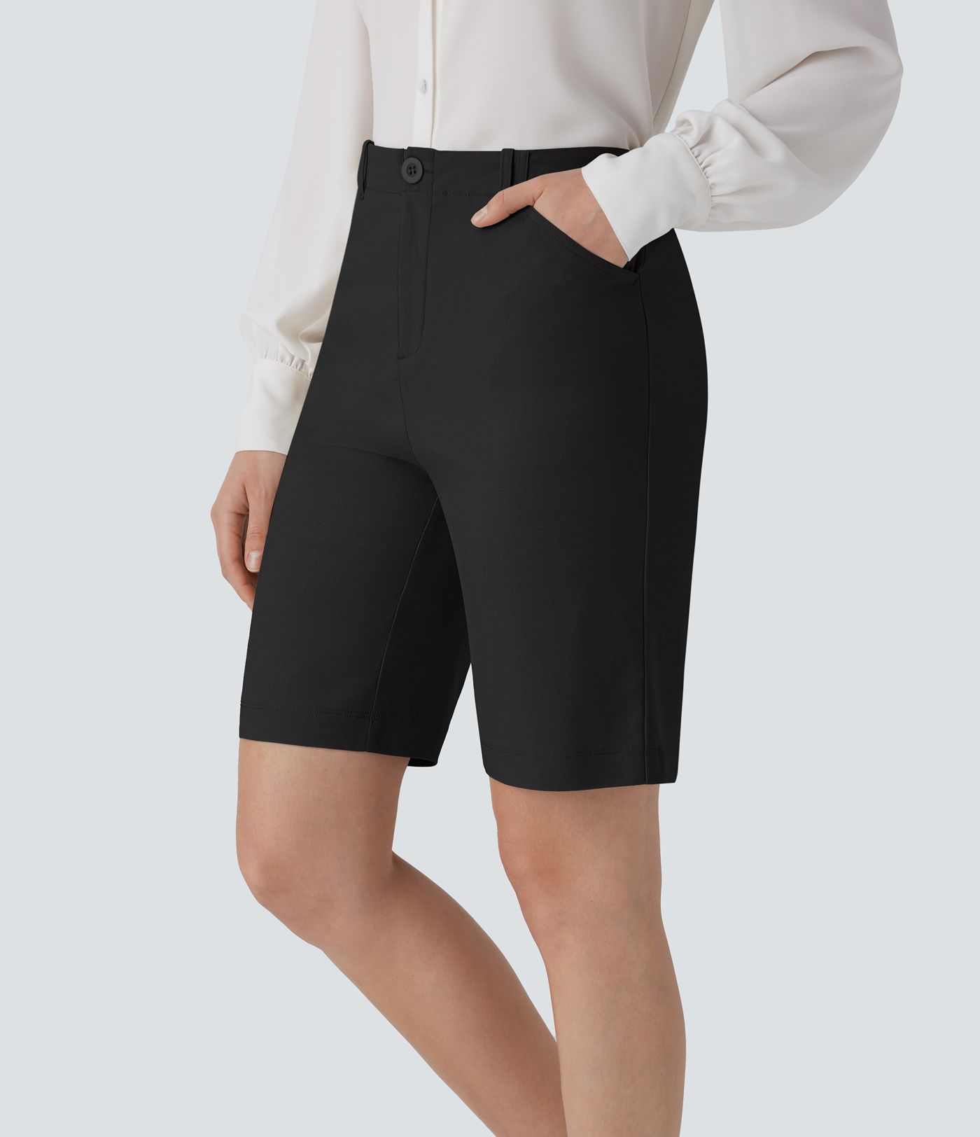 Pantalones Cortos de Trabajo con Bolsillo de Cremallera de Altura Media 9"