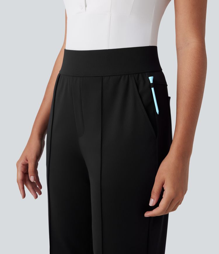 Mid High Waisted Pockets Quick Dry Golf Pants-Golf Tee-UPF40+