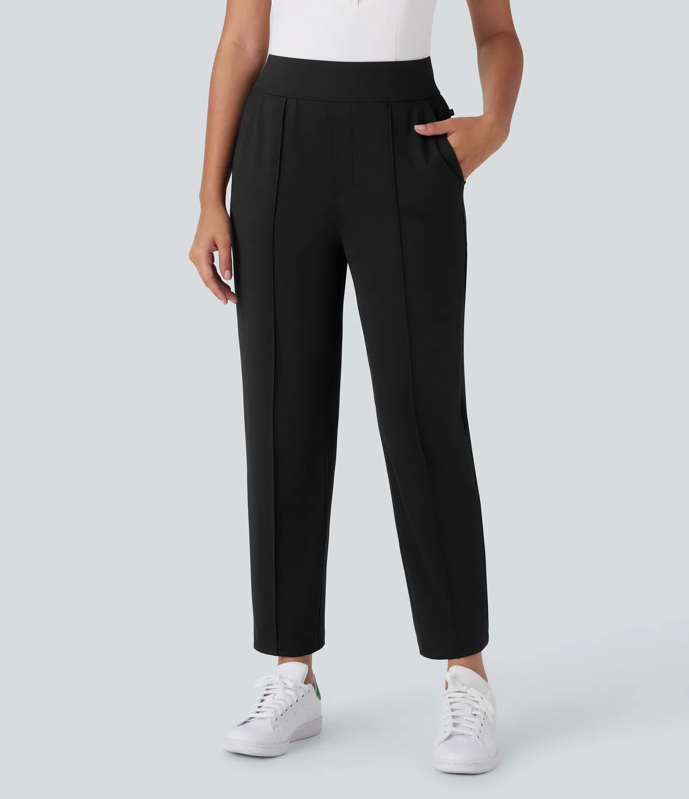 Mid High Waisted Multiple Pockets Quick Dry Golf Pants-Golf Tee-UPF40+