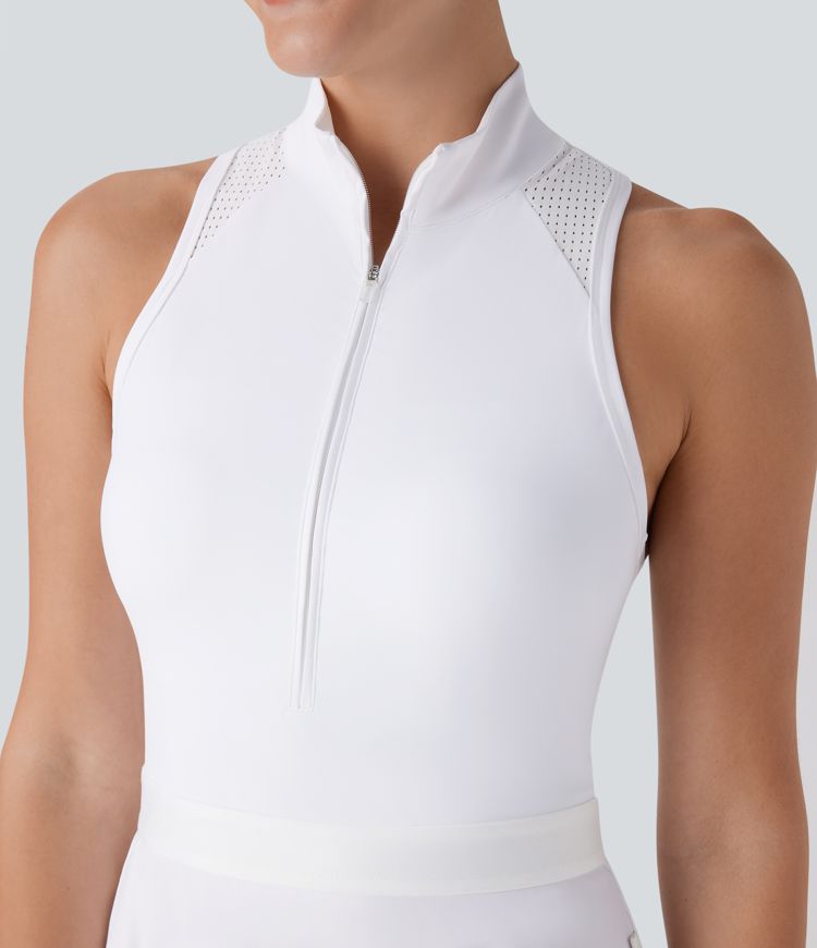 Minigolf-Aktivkleid mit Stehkragen, halbem Reißverschluss, Racerback und Cut-Outs，Cool Touch - schnelltrocknend