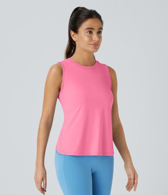 Cut Out Crossover Hem Solid Yoga Tank Top