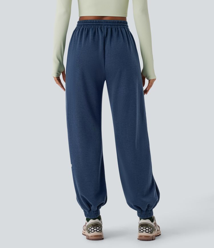 High Waisted Drawstring Side Pocket Running Joggers