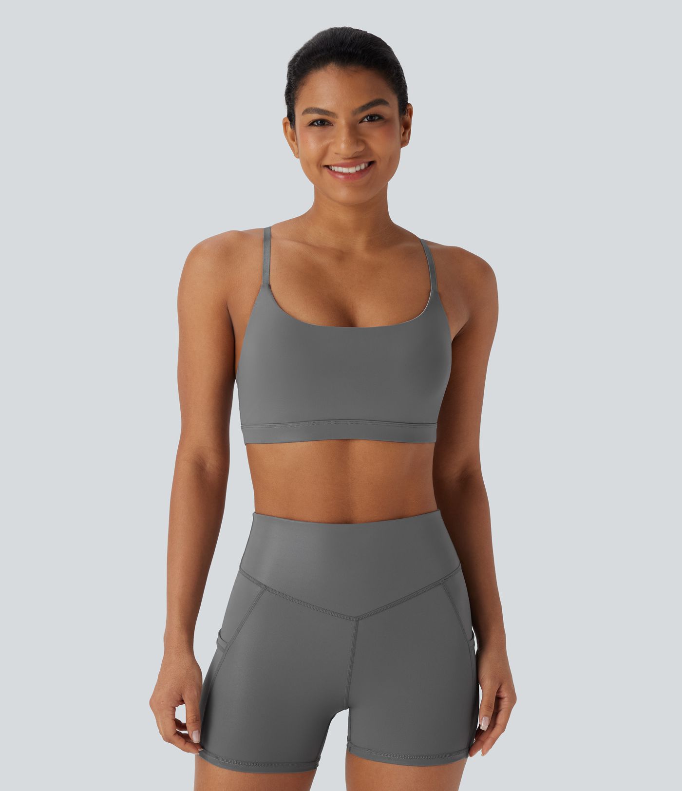 Faux Leather Low Support Quick Dry Yoga Sports Bra