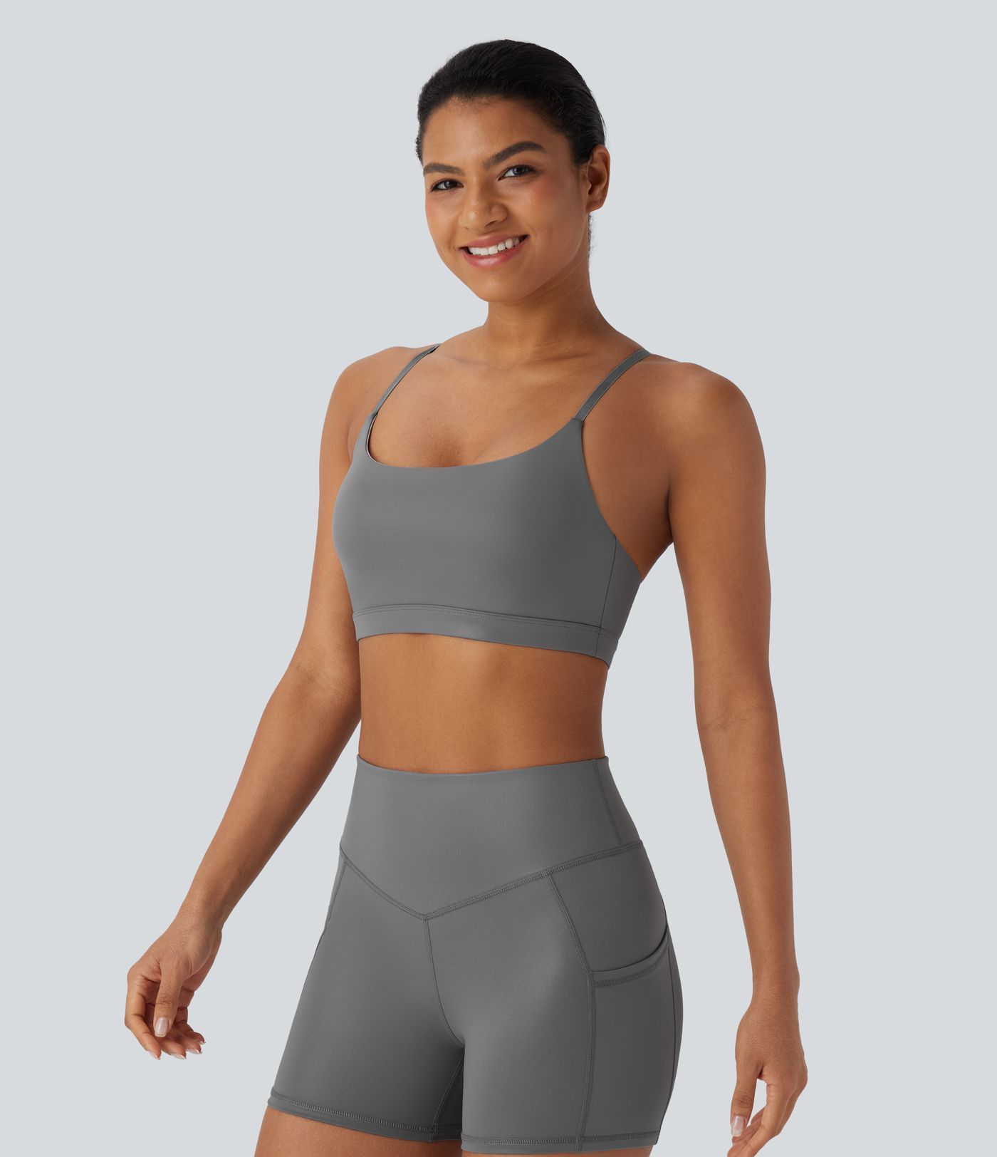 Faux Leather Low Support Quick Dry Yoga Sports Bra