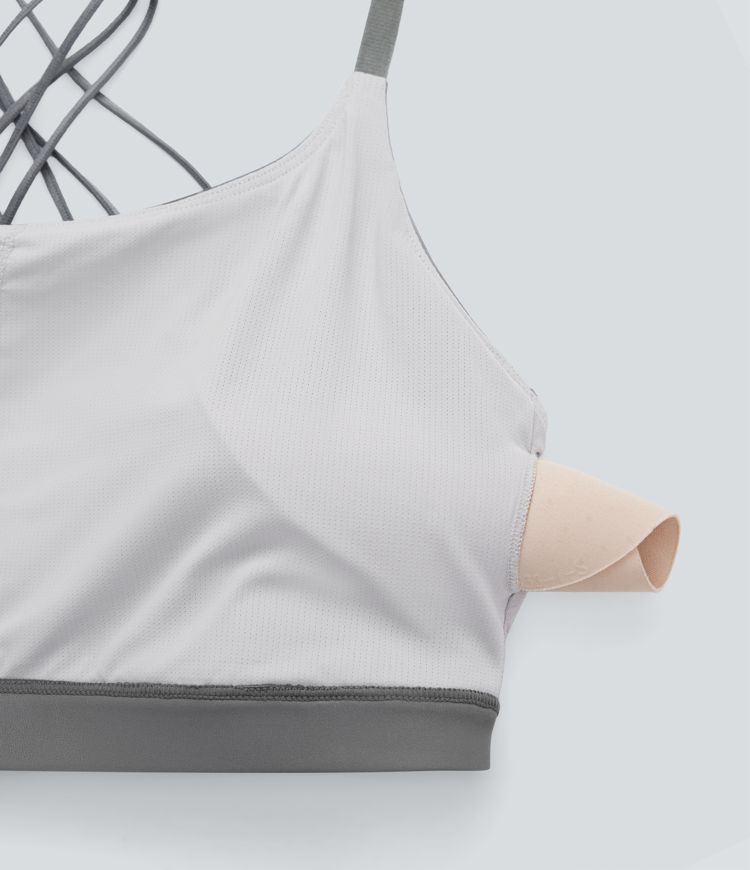 Faux Leather Low Support Quick Dry Yoga Sports Bra