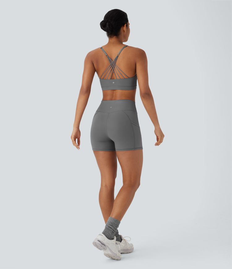 Faux Leather Low Support Quick Dry Yoga Sports Bra