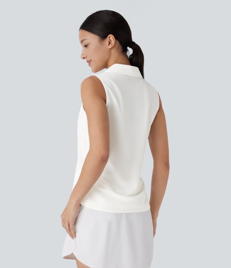 V Neck Crossover Curved Hem Quick Dry Golf Tank Top-UPF50+