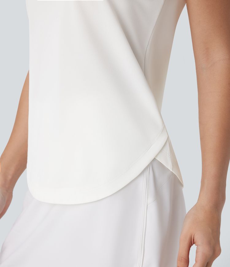 V Neck Crossover Curved Hem Quick Dry Golf Tank Top-UPF50+