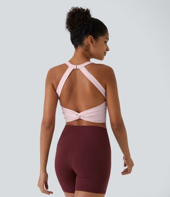 SoftlyZero™ Plush Cut Out Cropped Yoga Tank Top A-C Cups