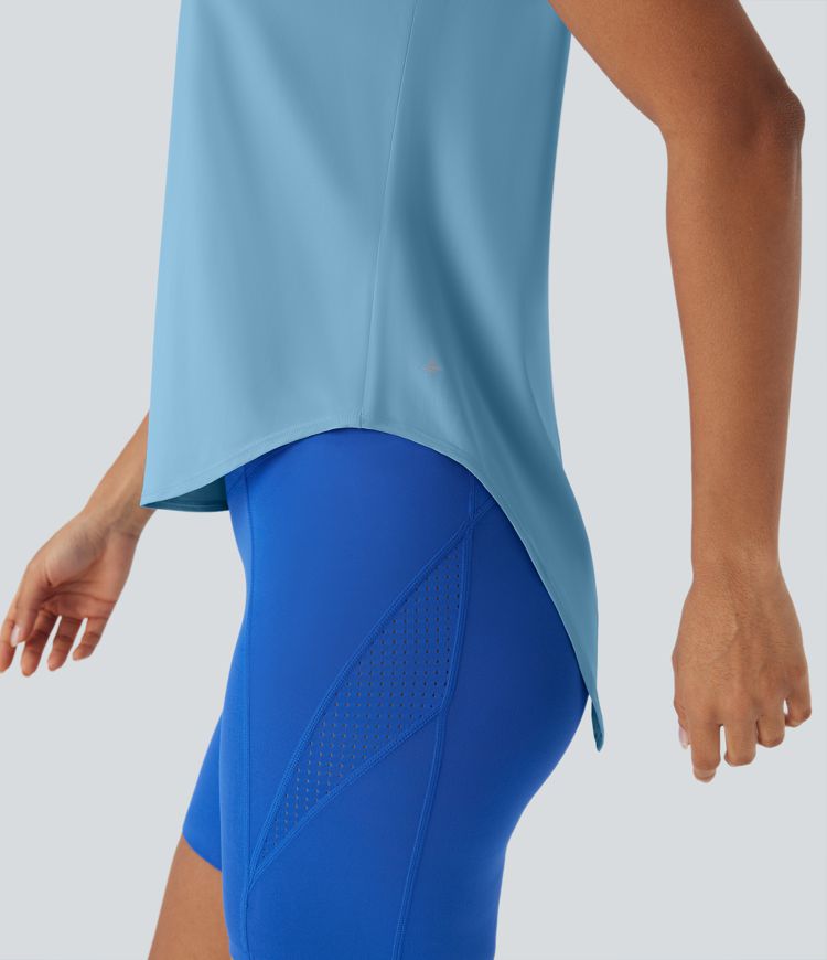 Split Tie Back Cool Touch Running Tank Top-UPF50+