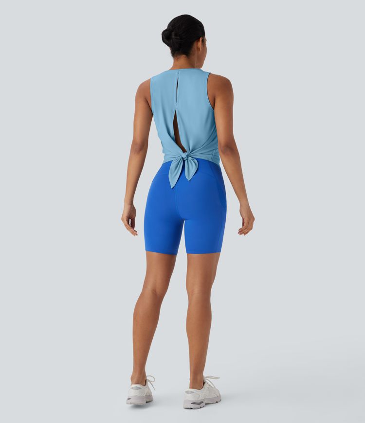 Split Tie Back Cool Touch Running Tank Top-UPF50+