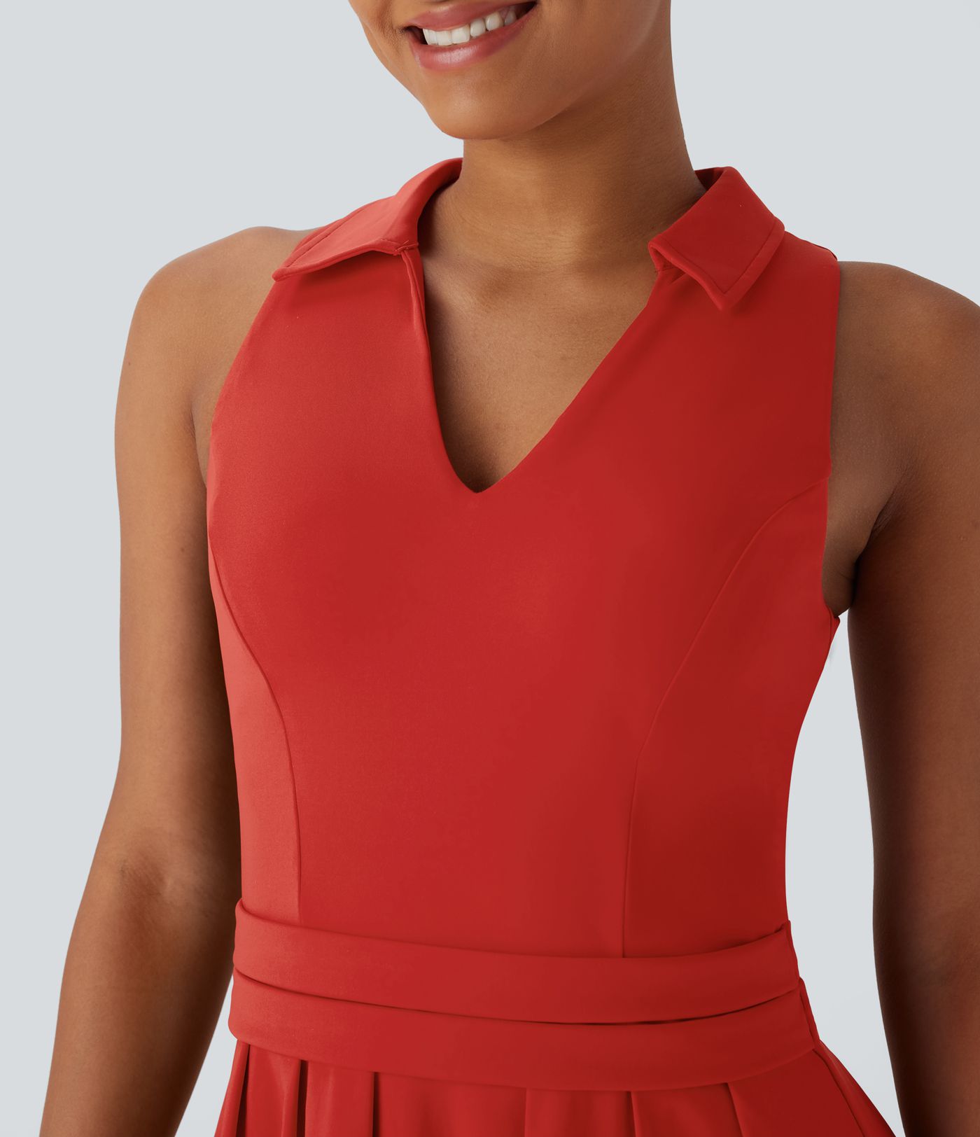 SoftlyZero™ QuickDry Polo Neck Sleeveless Pleated Hem Mini Tennis Active Dress