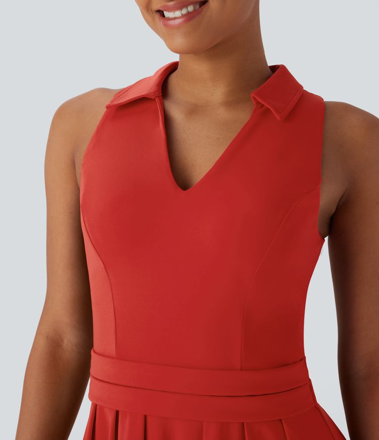 SoftlyZero™ QuickDry Polo Neck Sleeveless Pleated Hem Mini Tennis Active Dress