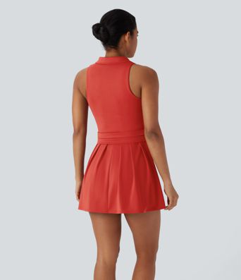 SoftlyZero™ QuickDry Polo Neck Sleeveless Pleated Hem Mini Tennis Active Dress