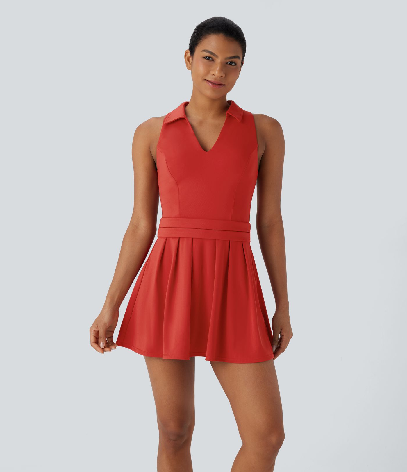 SoftlyZero™ QuickDry Polo Neck Sleeveless Pleated Hem Mini Tennis Active Dress