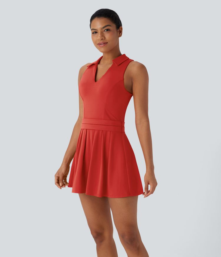 SoftlyZero™ QuickDry Polo Neck Sleeveless Pleated Hem Mini Tennis Active Dress