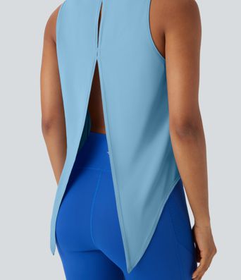Split Tie Back Cool Touch Running Tank Top-UPF50+