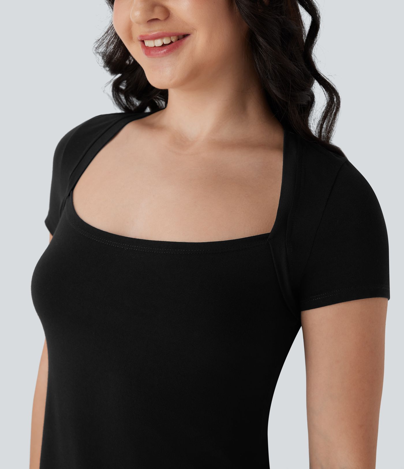 Cap Sleeve Curved Hem Casual Top