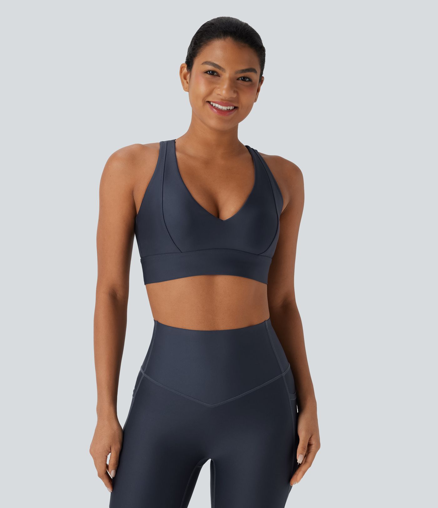 Brassière de sport yoga soutien souple brillant bonnets A-C