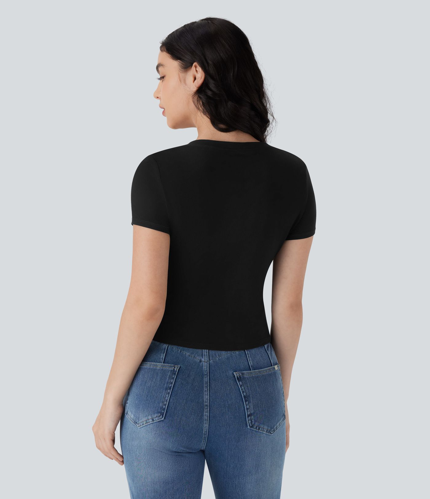 Cap Sleeve Curved Hem Casual Top