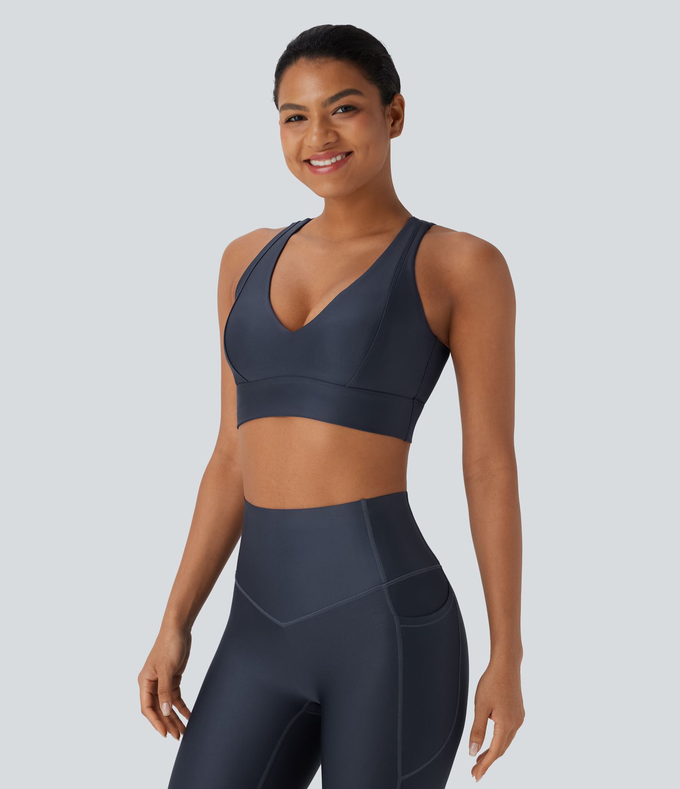 Brassière de sport yoga soutien souple brillant bonnets A-C