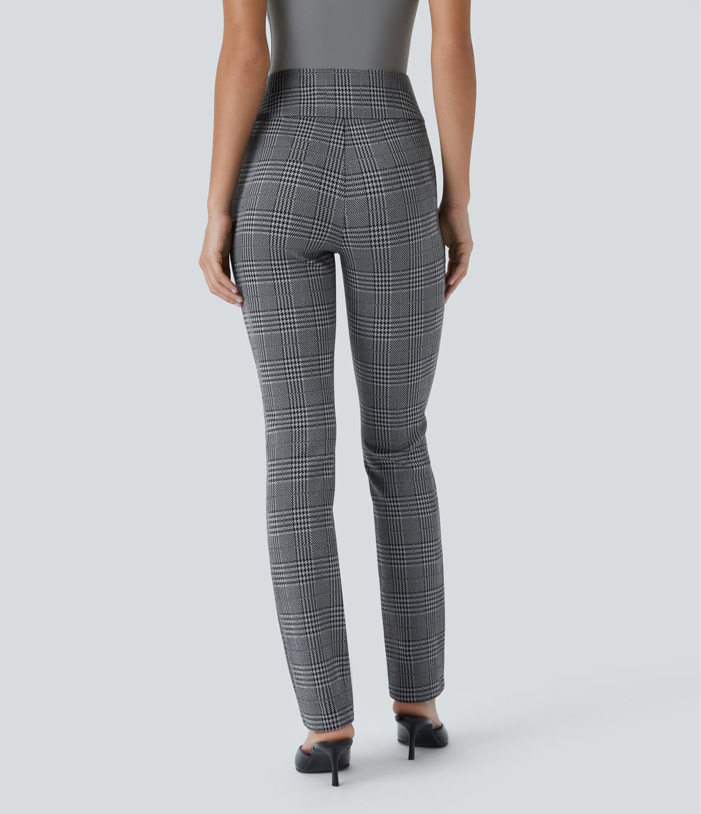 Halara Flex™ High Waisted Houndstooth Plaid Skinny Work Trousers with Pockets