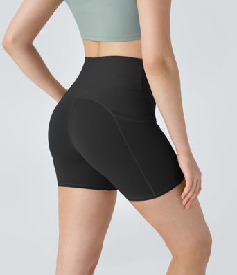 Halara UltraSculpt™ Short 12,5cm Biker Workout Côtelés Croisés à Taille Haute avec Poches Latérales