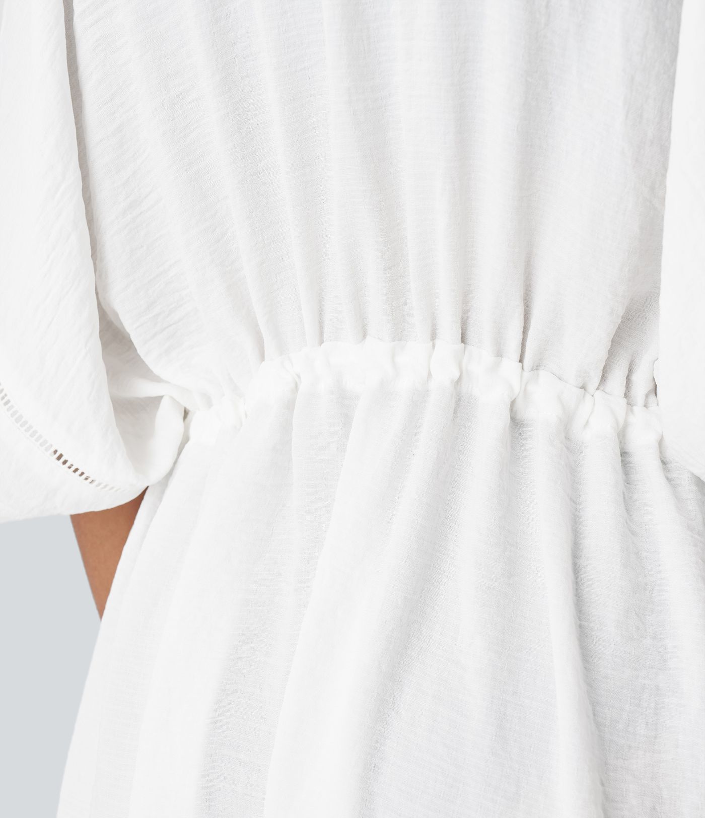 Drawstring fringe split linen feel kimono going forward