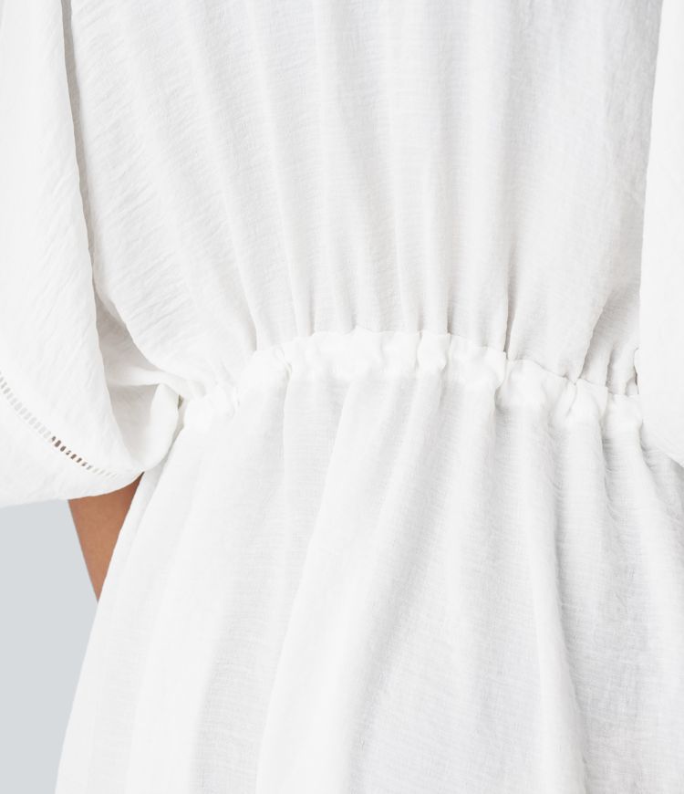 Traje baño kimono abertura fleco cordón delantero lazo frente