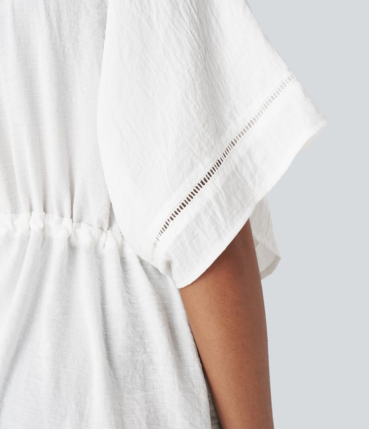 Traje baño kimono abertura fleco cordón delantero lazo frente