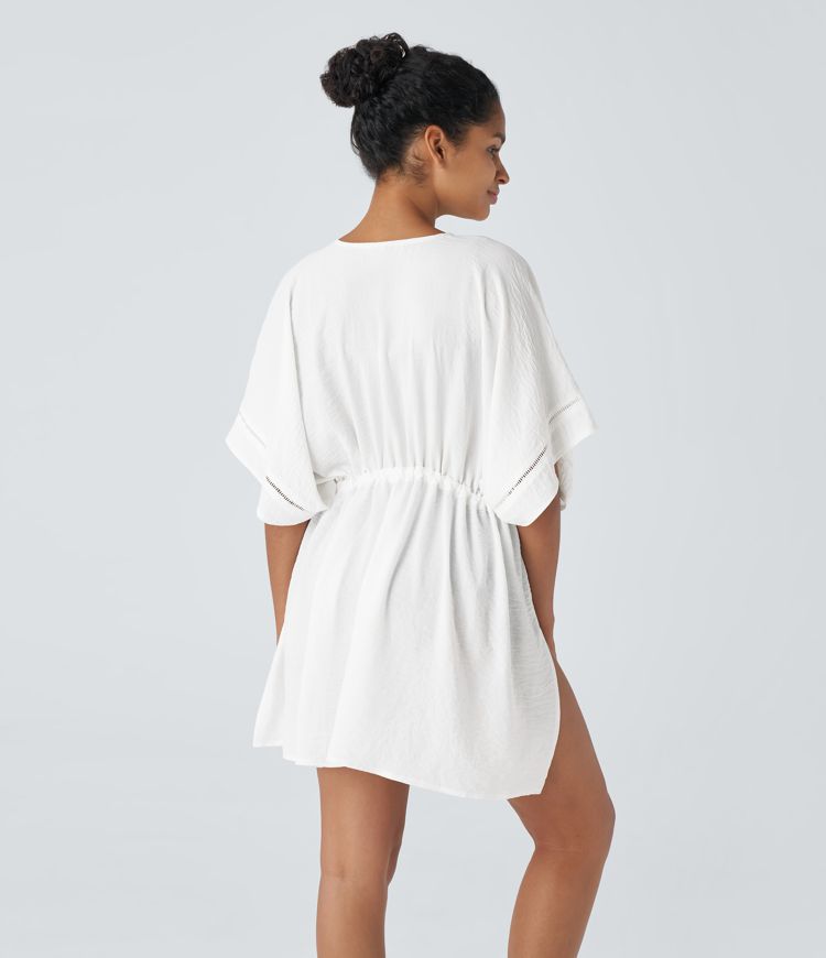 Traje baño kimono abertura fleco cordón delantero lazo frente