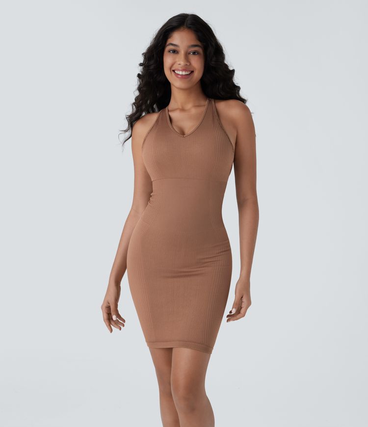 Seamless Flow U Neck Bodycon Mini Casual Dress