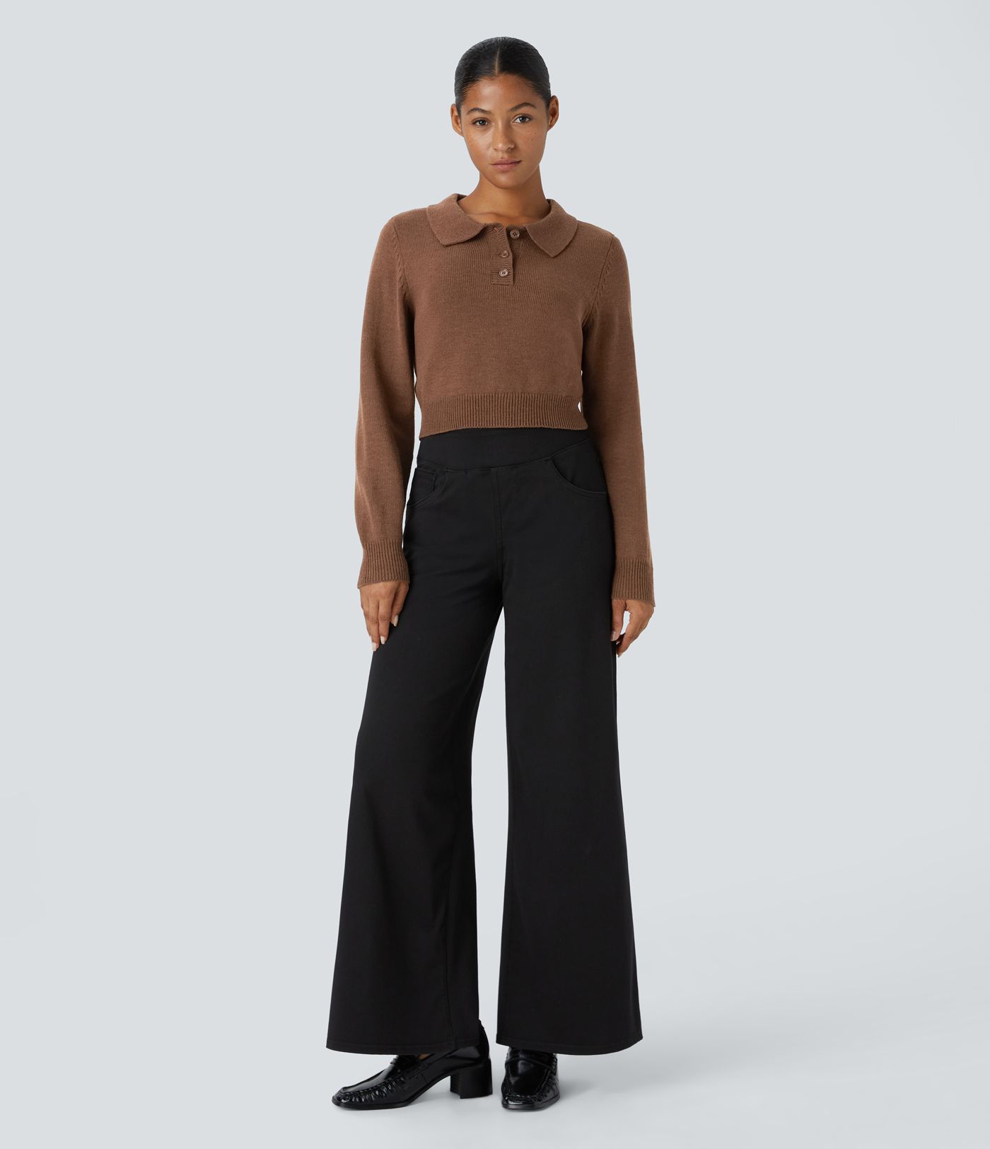 Halara front button long sleeve casual sweater