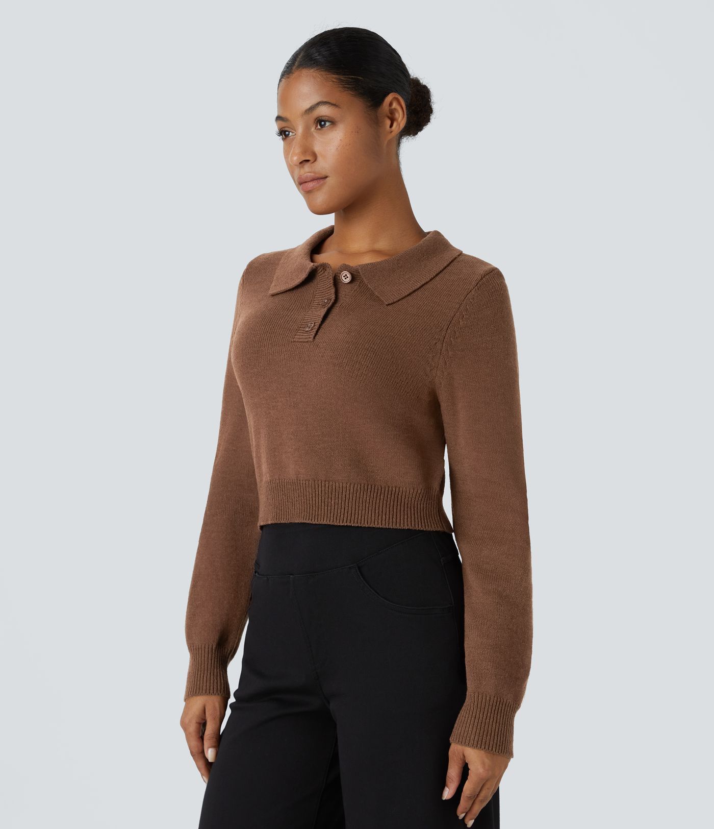 Halara front button long sleeve casual sweater