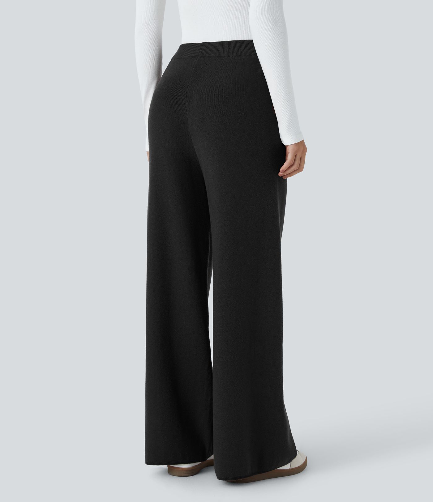 Pantalón pierna ancha bolsillo lateral tiro alto