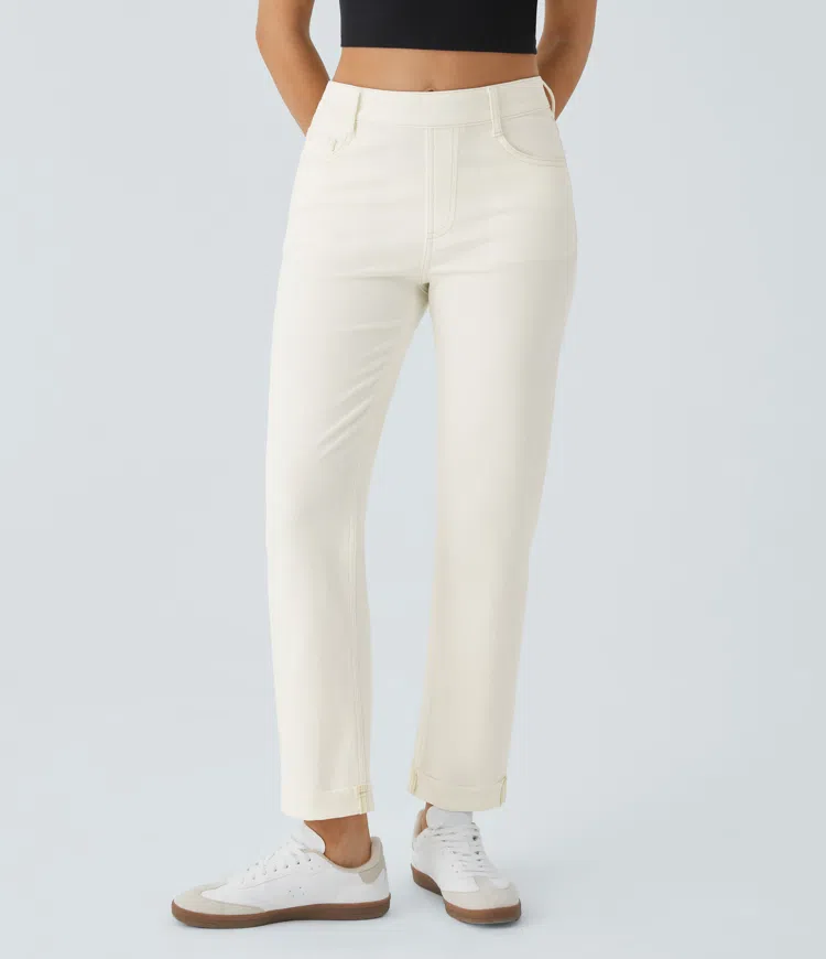 Halara Flex™ High Waist Multi-Pocket Straight Leg Stretch Knit Casual Jeans