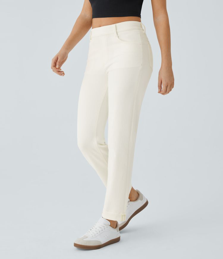 Jeans Halara Flex™ Denim elástico pierna recta múltiple bolsillo tiro alto