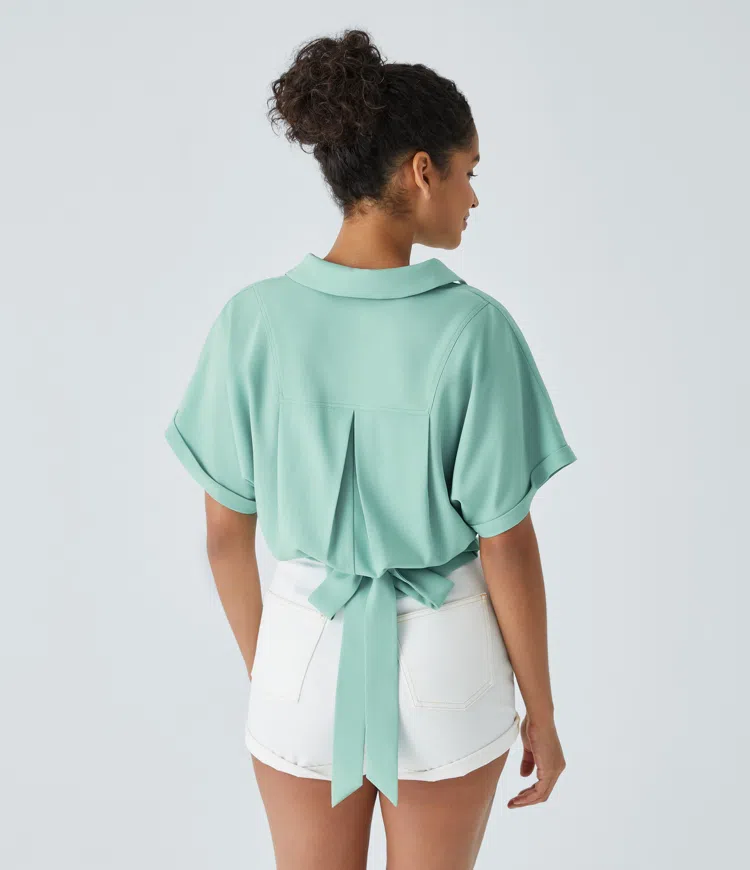 Halara button back casual linen feel shirt