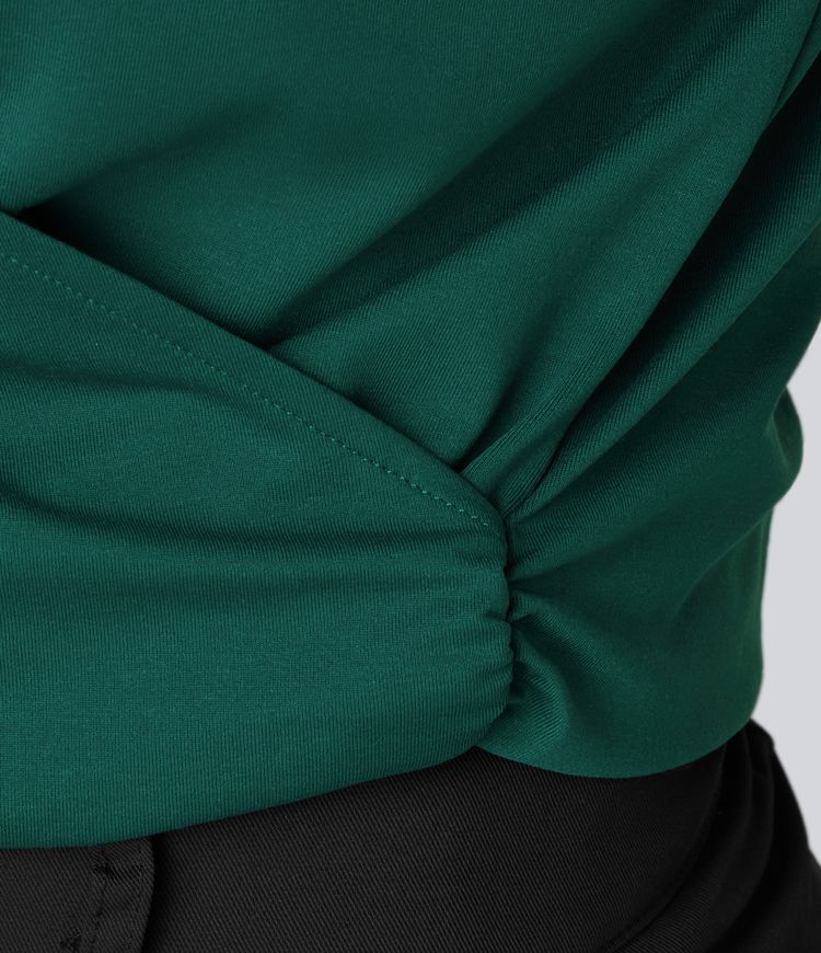 Body traje fruncido cruzado manga japonesa cuello V