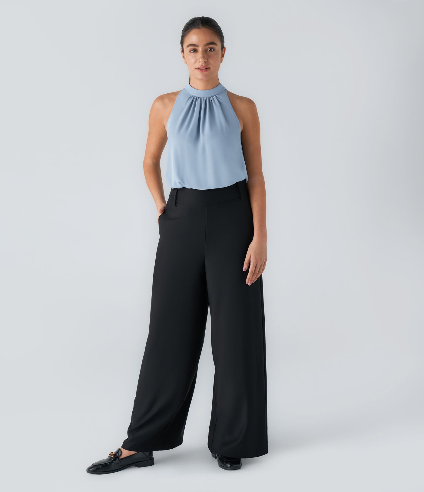 Ärmelloser Arbeits-Bodysuit mit Neckholder und Schlüsselloch-Rücken