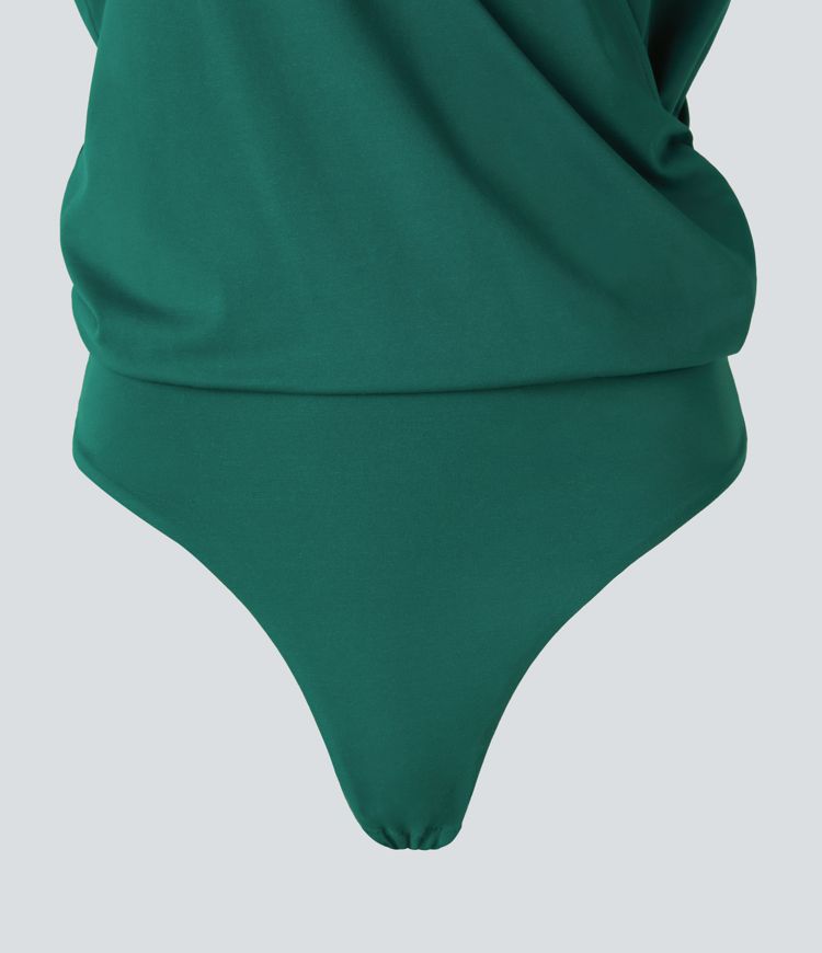 Body traje fruncido cruzado manga japonesa cuello V