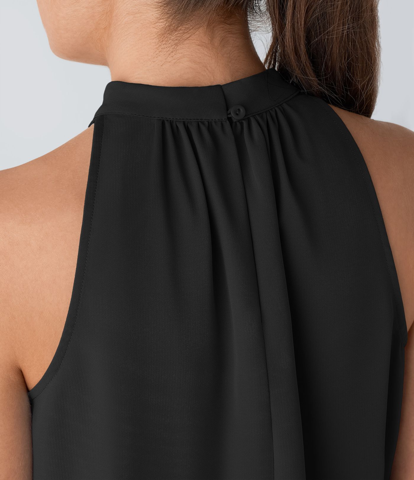 Keyhole Back Halter Sleeveless Work Bodysuit