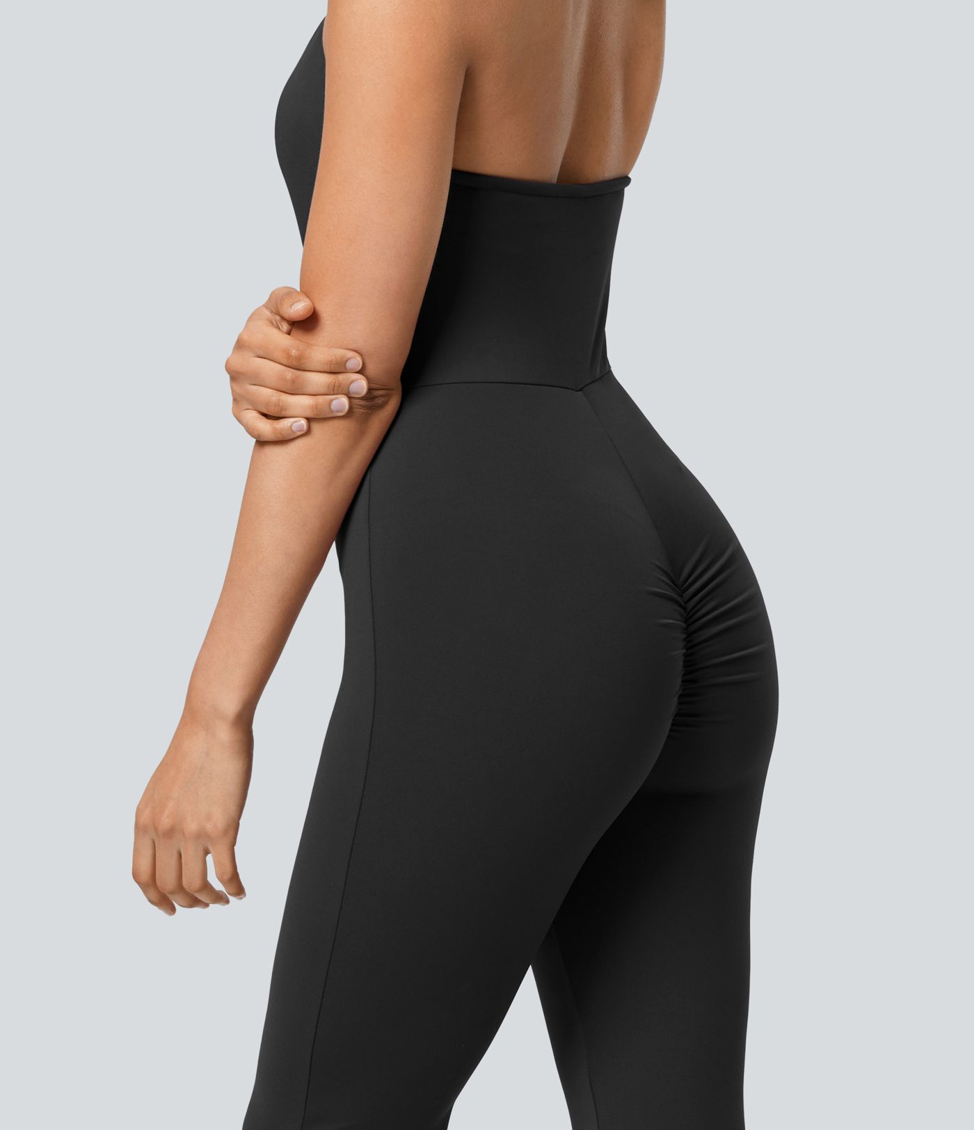 Combinaison Casual Skinny à Dos Nu Attache G Froncée avec Volants Asymétriques