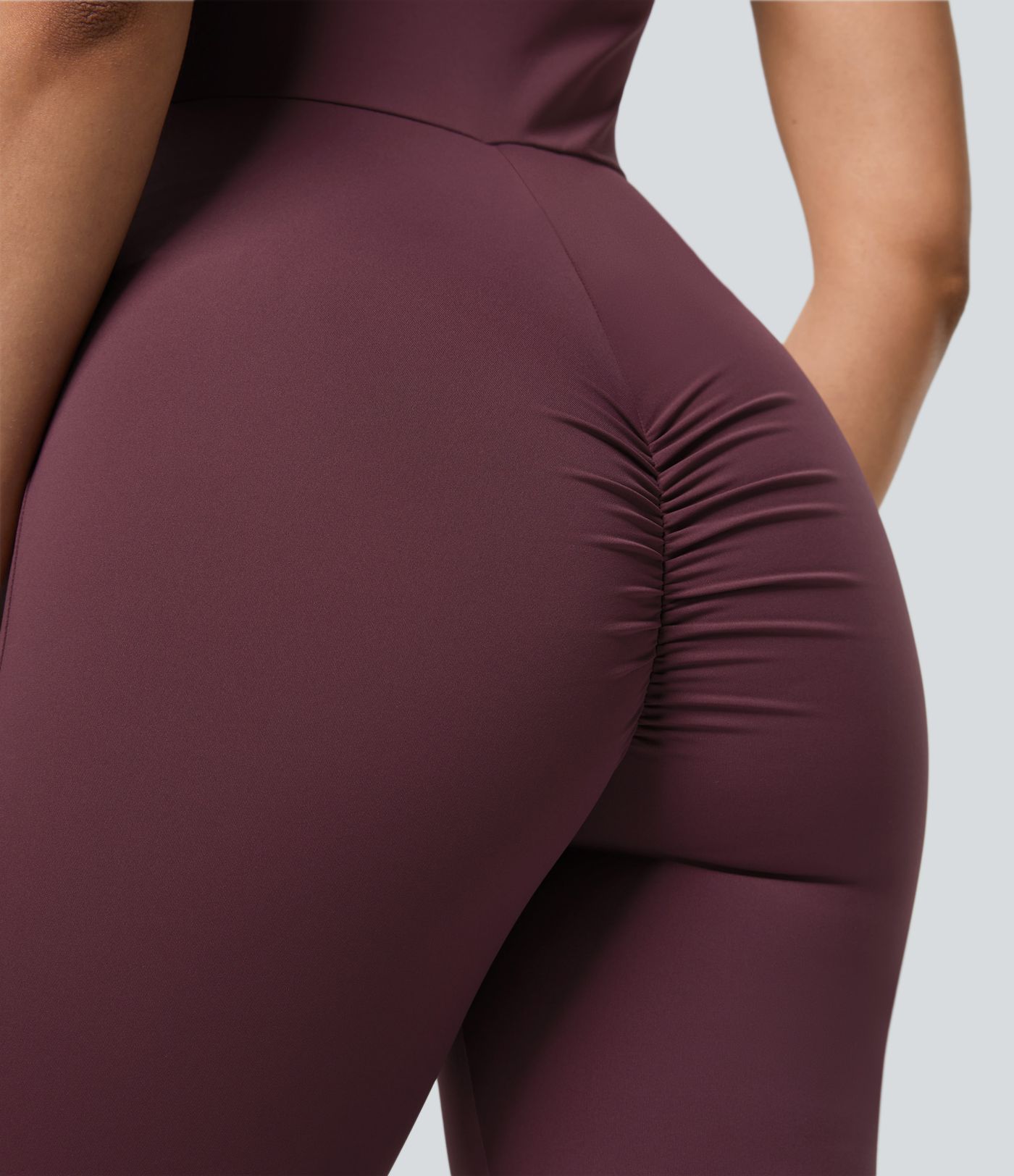 Backless Halter G-Hook Ruched Asymmetric Ruffle Skinny Casual Jumpsuit