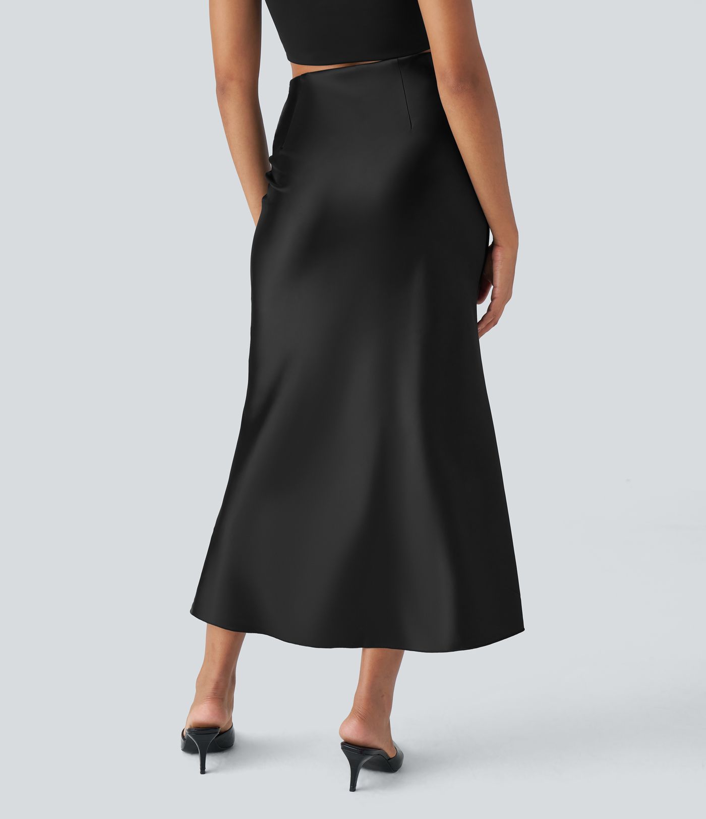 High Waisted Satin Midi Casual Mermaid Skirt