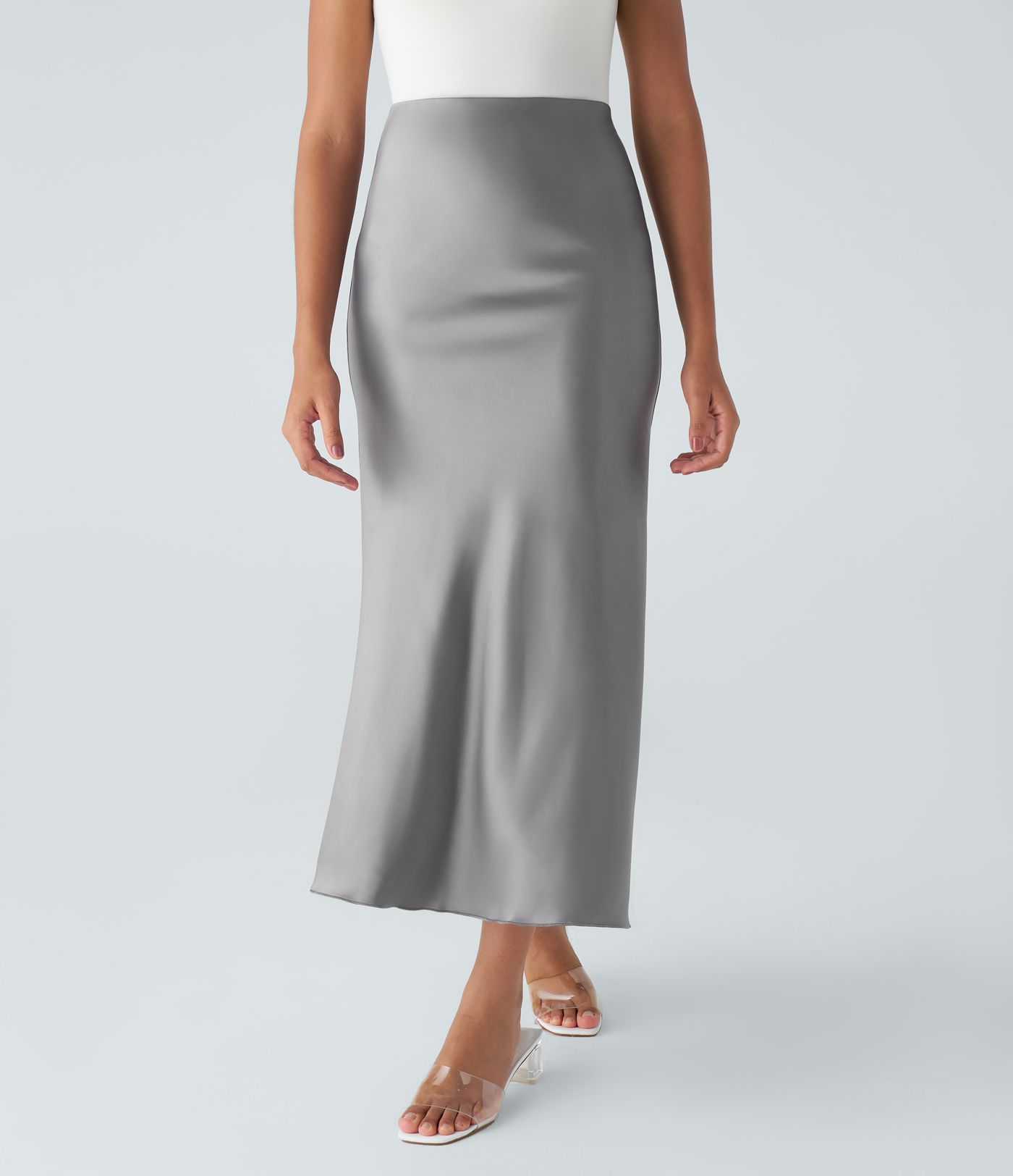 Jupe Sirène Casual Midi En Satin Taille Haute