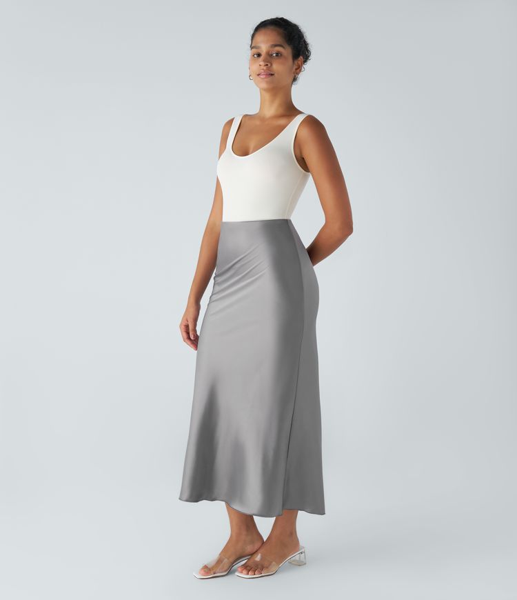 Jupe Sirène Casual Midi En Satin Taille Haute