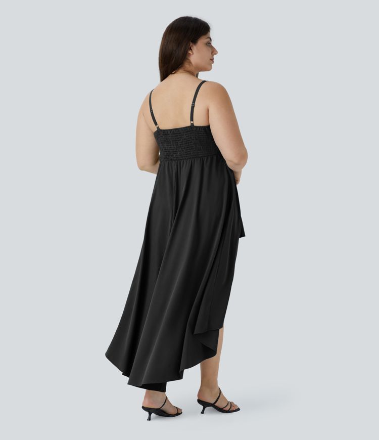 Breezeful™ Shirred High Low Flowy Quick Dry Maxi Slip Plus Size Dress