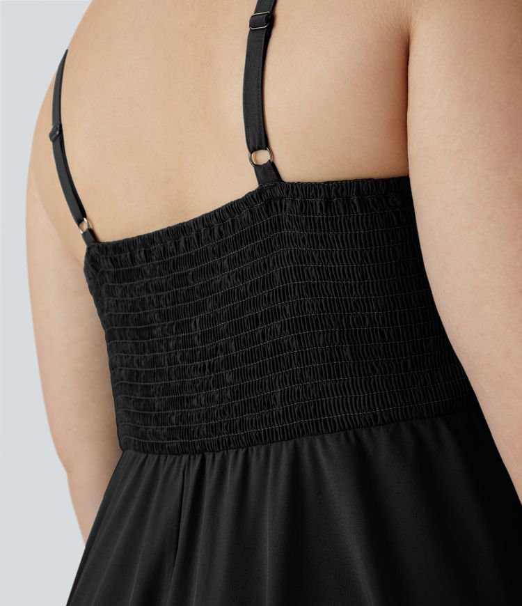 Breezeful™ Shirred High Low Flowy Quick Dry Maxi Slip Plus Size Dress