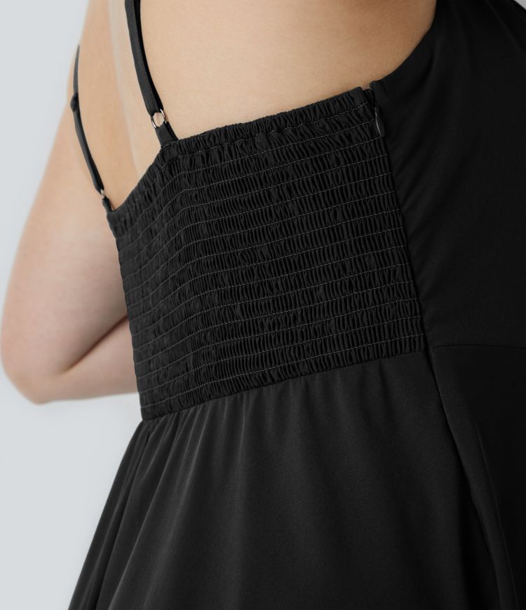 Breezeful™ Shirred High Low Flowy Quick Dry Maxi Slip Plus Size Dress